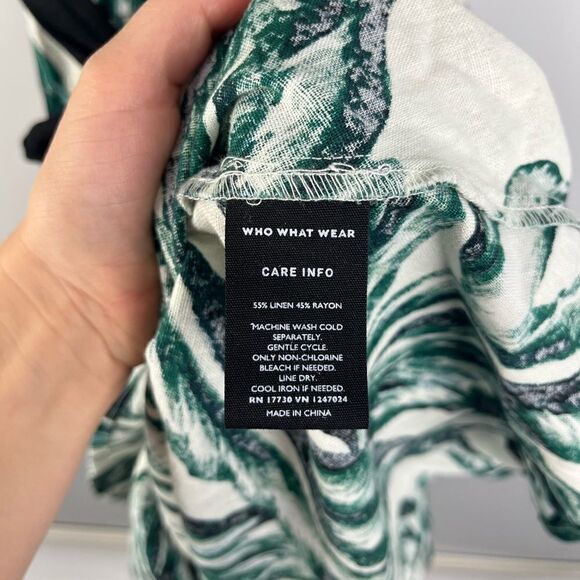 Who What Wear Linen Blend Palm Print Tropical Midi Dress XS - Picture 6 of 10